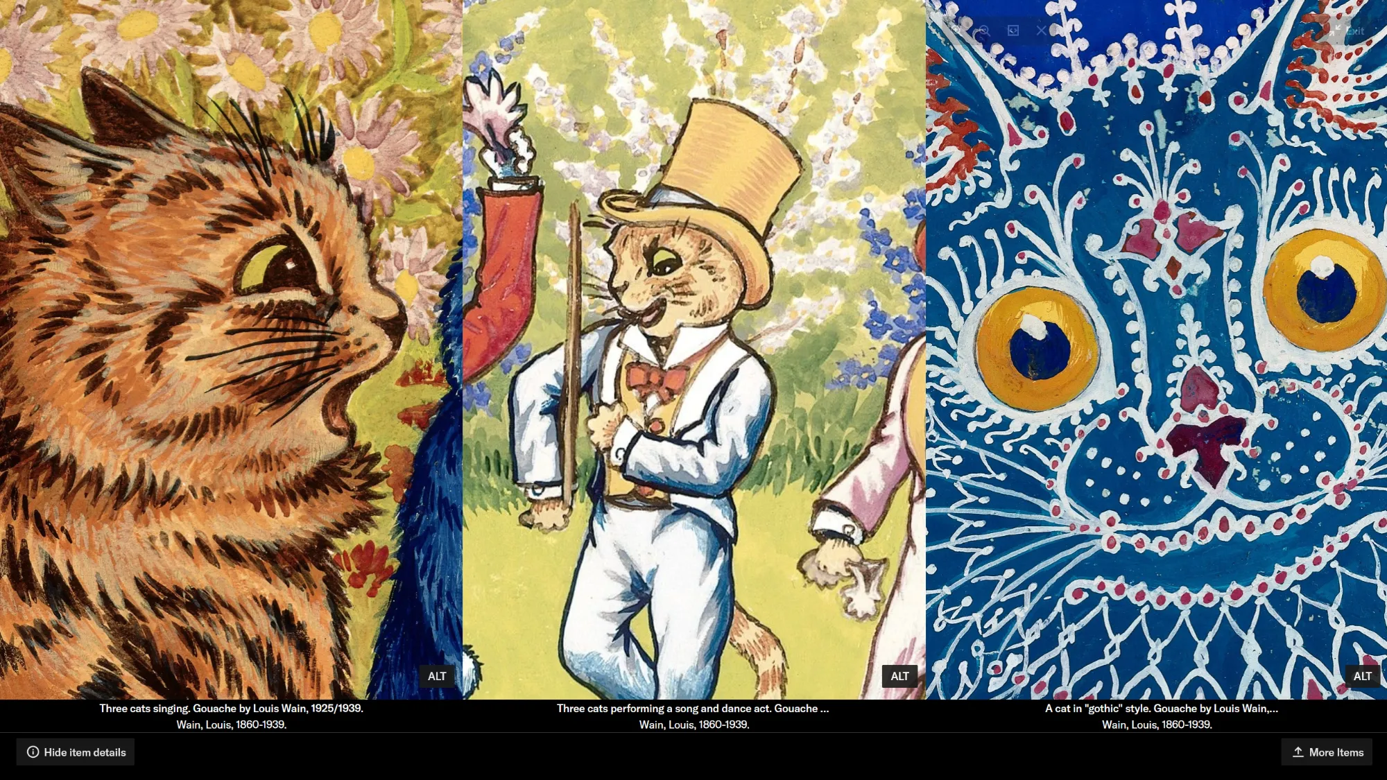 JSTOR image viewer in compare mode with three images