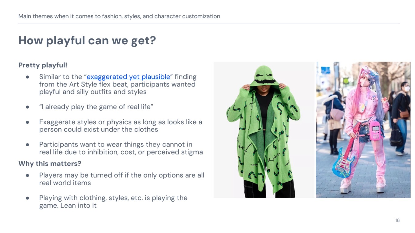 How playful can we get - findings that inspired changes to character customization