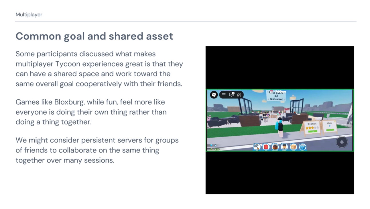 Common goal and shared asset findings from tycoon research